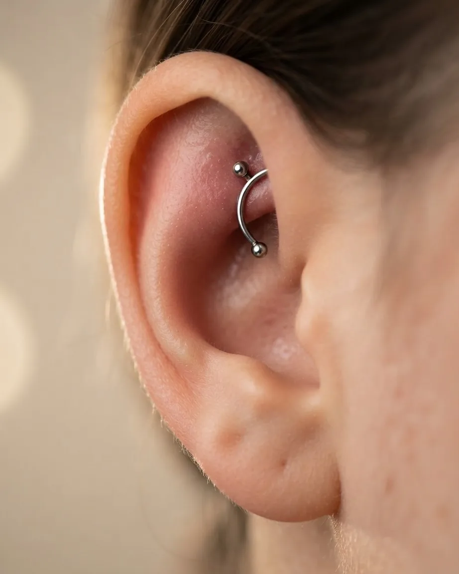 Detail view of how to Size a Curved Barbell: Gauge, Arc, and the 6 to 8 mm Question