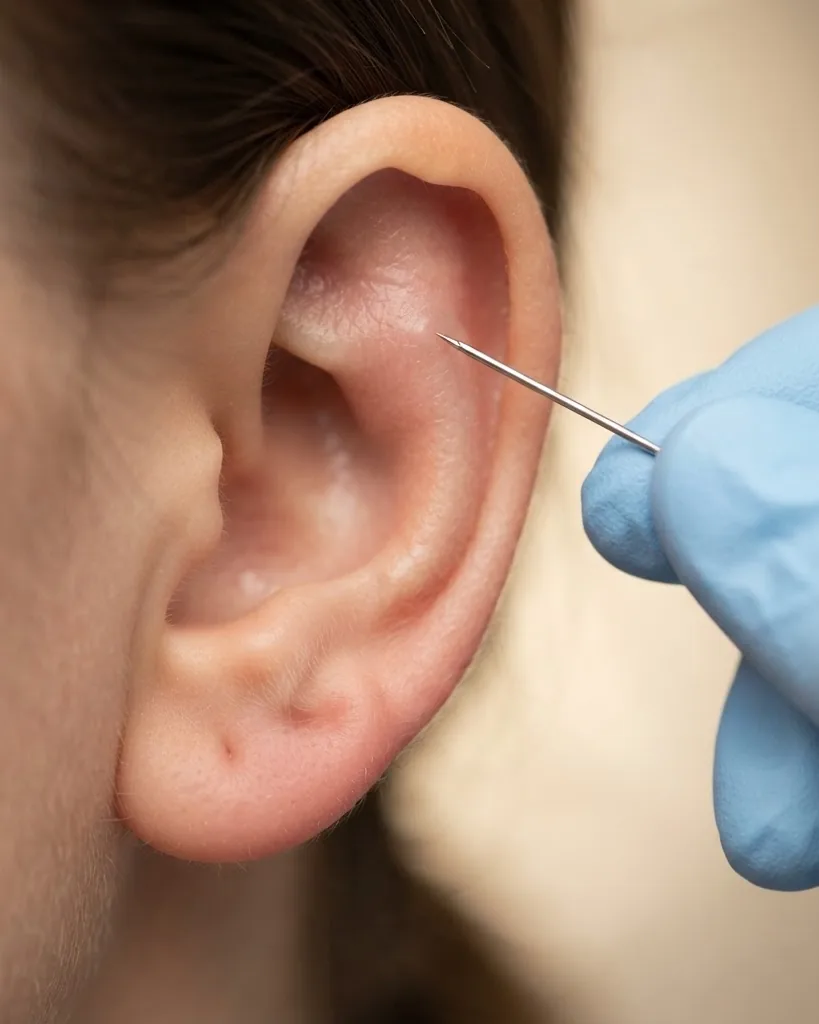 Detail view of why cartilage hurts more than the lobe