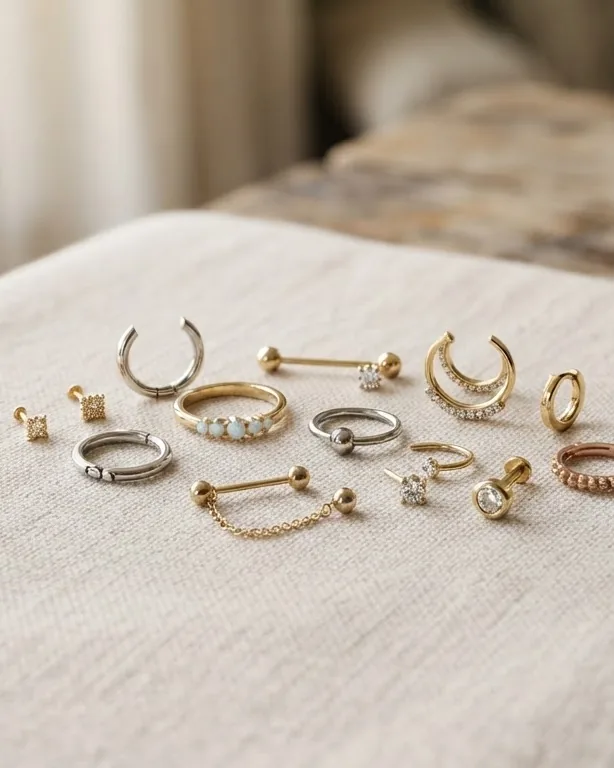 Detail view of ear piercing types