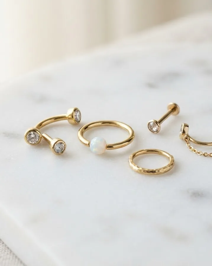 Detail view of the best jewelry for a rook piercing, ranked by what actually works