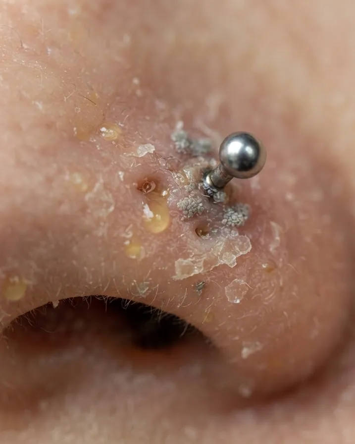 Detail view of sebum, dead skin, and bacteria: the real culprits